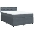 cadre de lit et matelas Gris foncé 140x200cm Velours