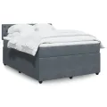 cadre de lit et matelas Gris foncé 140x200cm Velours