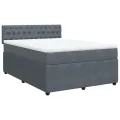 cadre de lit et matelas Gris foncé 140x200cm Velours