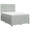 cadre de lit et matelas Gris clair 160x200cm Velours
