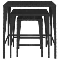 Tables gigognes de jardin 3 pcs noir résine tressée