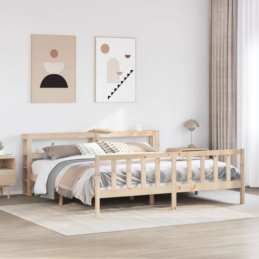 Cadre de lit sans matelas 200x200 cm bois massif de pin