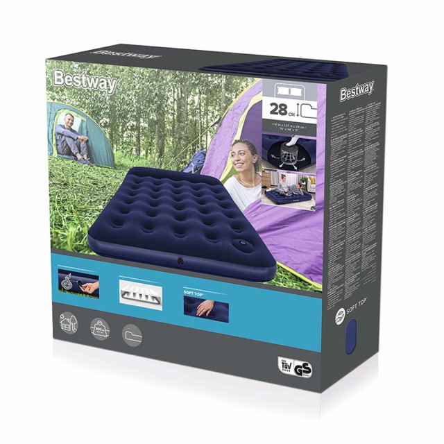 Bestway Dubbel Matras met Voetpomp 191x137x28 cm Opblaasbaar en Kamper