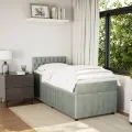 cadre de lit et matelas Gris clair 90x190 cm Velours