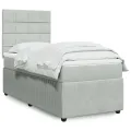 cadre de lit et matelas Gris clair 90x190 cm Velours