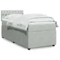 cadre de lit et matelas Gris clair 100x200cm Velours