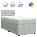 cadre de lit et matelas Gris clair 100x200cm Velours