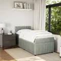 cadre de lit et matelas Gris clair 100x200cm Velours