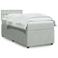 cadre de lit et matelas Gris clair 100x200cm Velours