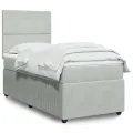 cadre de lit et matelas Gris clair 100x200cm Velours