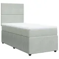 cadre de lit et matelas Gris clair 100x200cm Velours