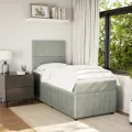 cadre de lit et matelas Gris clair 100x200cm Velours