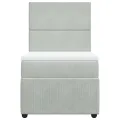 cadre de lit et matelas Gris clair 100x200cm Velours