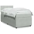 cadre de lit et matelas Gris clair 100x200cm Velours