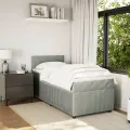 cadre de lit et matelas Gris clair 100x200cm Velours