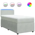 cadre de lit et matelas Gris clair 100x200cm Velours