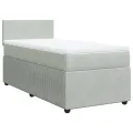 cadre de lit et matelas Gris clair 100x200cm Velours