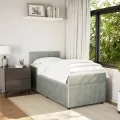 cadre de lit et matelas Gris clair 100x200cm Velours