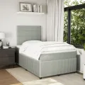 cadre de lit et matelas gris clair 120x190cm velours