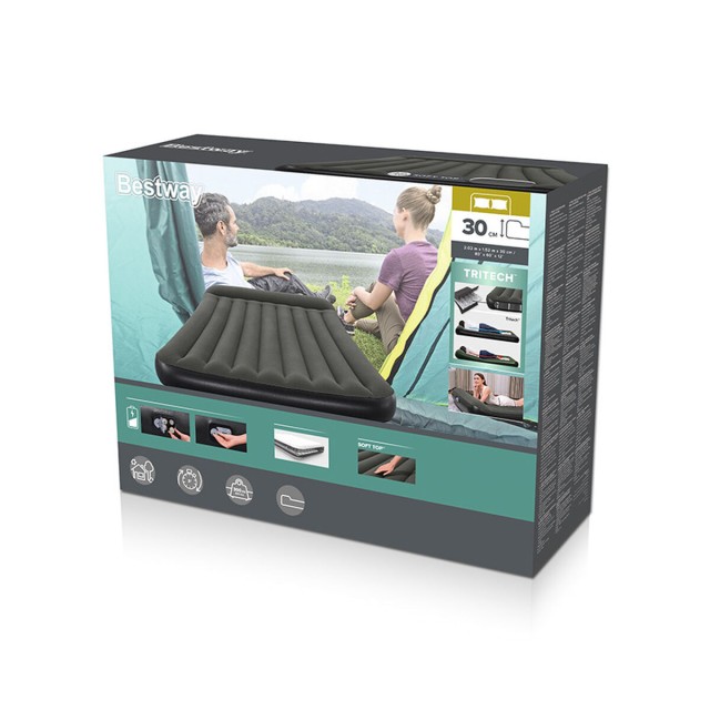 Bestway Doppelmatratze mit eingebautem Batteriepumpe 203x152x30 cm auf