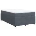 cadre de lit et matelas Gris foncé 120x200cm Velours