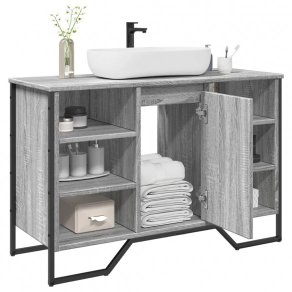 Armoire lavabo de salle de bain sonoma gris 91x35x60 cm