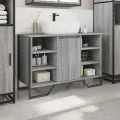 Armoire lavabo de salle de bain sonoma gris 91x35x60 cm
