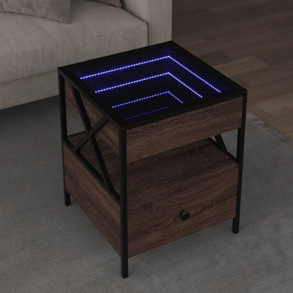 Table basse avec LED Infinity chêne marron 40x40x51 cm