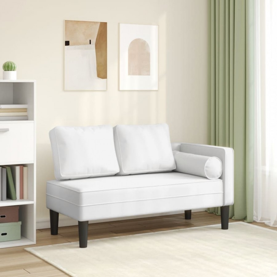 Chaise longue avec coussins blanc similicuir