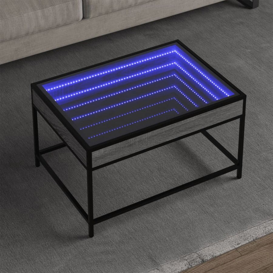 Table basse avec LED infini sonoma gris 70x50x41 cm