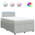 cadre de lit et matelas Gris clair 120x200cm Velours