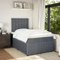 cadre de lit et matelas Gris foncé 120x200cm Velours