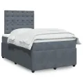 cadre de lit et matelas gris foncé 120x190cm velours