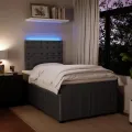 cadre de lit et matelas gris foncé 120x190cm velours