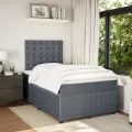 cadre de lit et matelas gris foncé 120x190cm velours