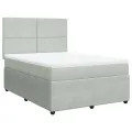 cadre de lit et matelas Gris clair 140x190cm Velours
