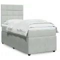 cadre de lit et matelas Gris clair 90x200 cm Velours