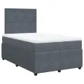 cadre de lit et matelas Gris foncé 120x200cm Velours