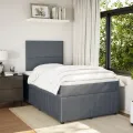cadre de lit et matelas Gris foncé 120x200cm Velours