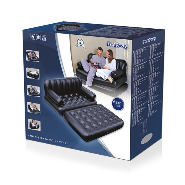 Bestway Opblaasbare Stoel 5 Posities Zwart 188x152x64 cm Interieur 750