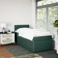 cadre de lit avec matelas Vert foncé 90x190 cm