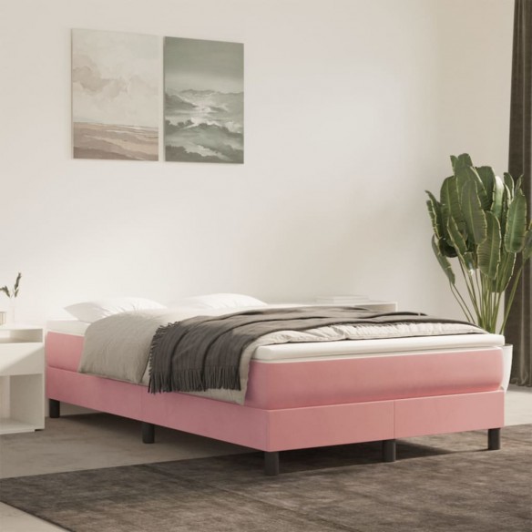 Matelas de lit à ressorts ensachés rose 120x210x20 cm velours