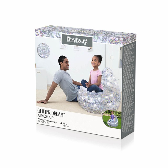 Bestway Aufblasbarer Sessel Glitzer 72x72x64 cm +3 Jahre Innen- und Ga