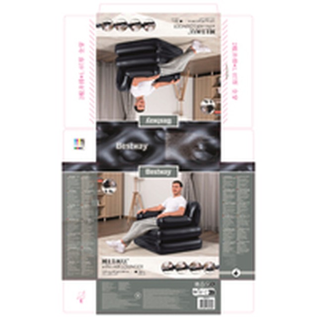 Bestway Poltrona Gonfiabile 4 Posizioni Nero 191x38x25 cm Interno 7511