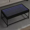 Table basse avec LED infini noir 90x50x41 cm