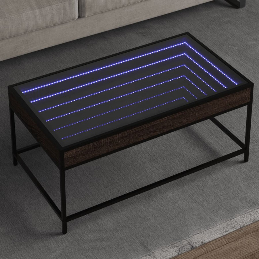 Table basse avec LED Infinity chêne marron 90x50x41 cm