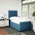 cadre de lit avec matelas bleu 80x200 cm velours