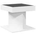 Table basse avec LED blanc 50x50x45 cm bois d'ingénierie