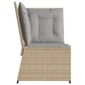 Canapé d'angle de jardin avec coussins beige résine tressée