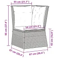 Canapé d'angle de jardin avec coussins beige résine tressée